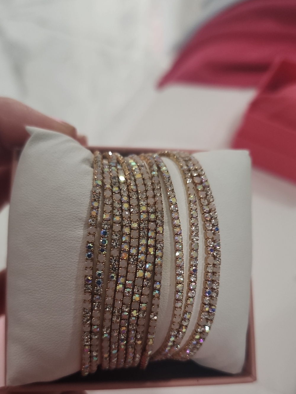 Crystal Multi-Row Wrap Bracelet in Champagne Pink
